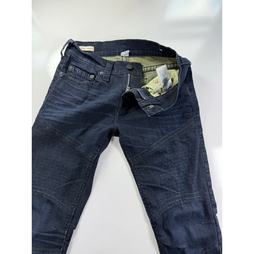 True Religion Jean Mens 30 Rocco Relaxed Skinny Moto Dark wash Stretch Zip denim